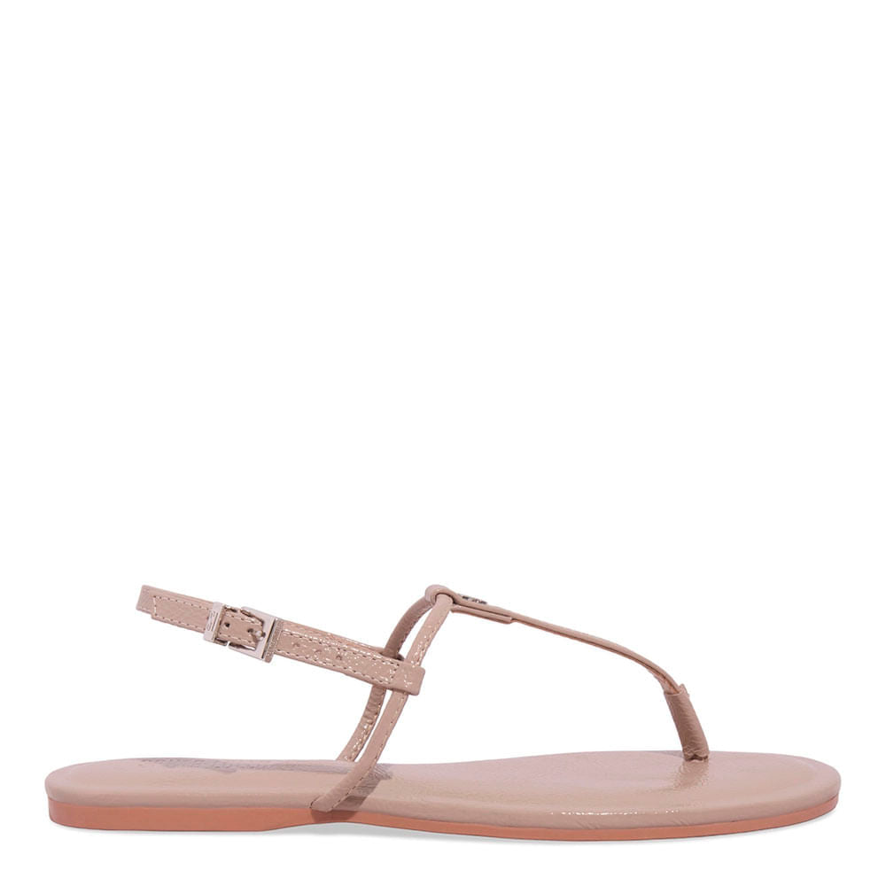Rasteirinha Santa Lolla Taupe Verniz T-Strap