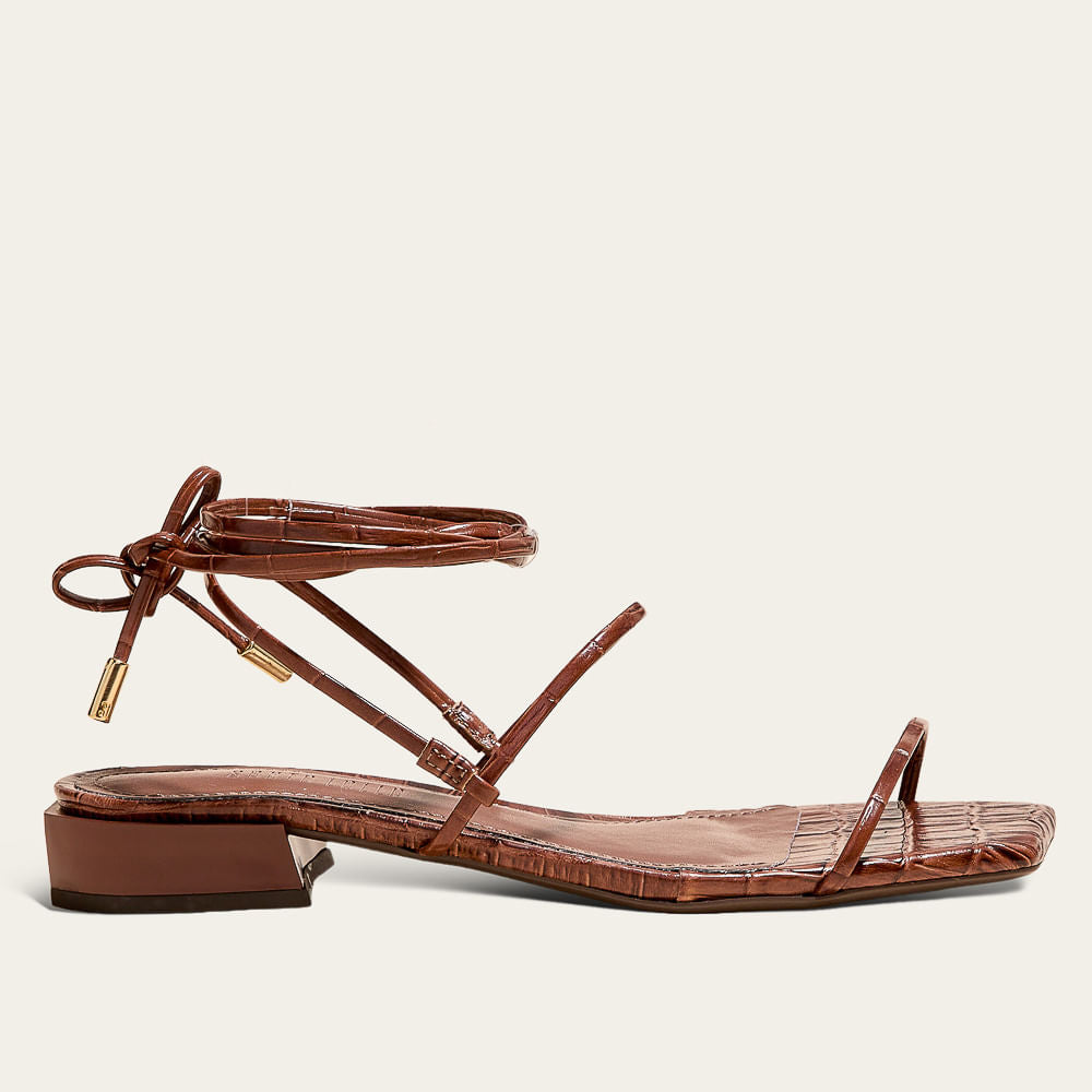 Rasteirinha Santa Lolla Terracota Croco Amarração