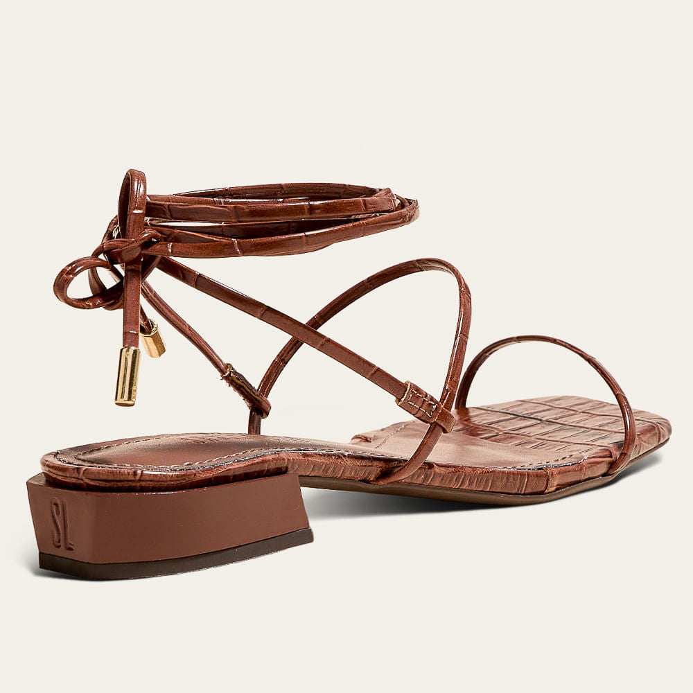 Rasteirinha Santa Lolla Terracota Croco Amarração