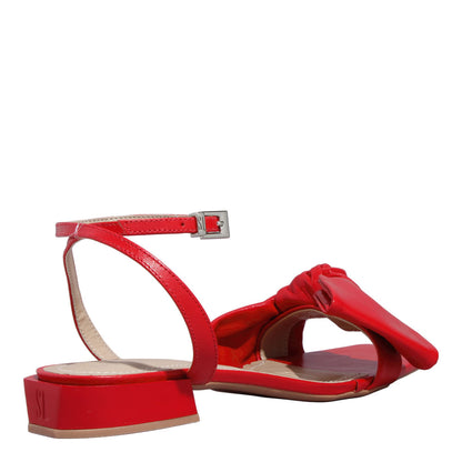 Rasteirinha Santa Lolla Vermelha Laço E Salto Bloco