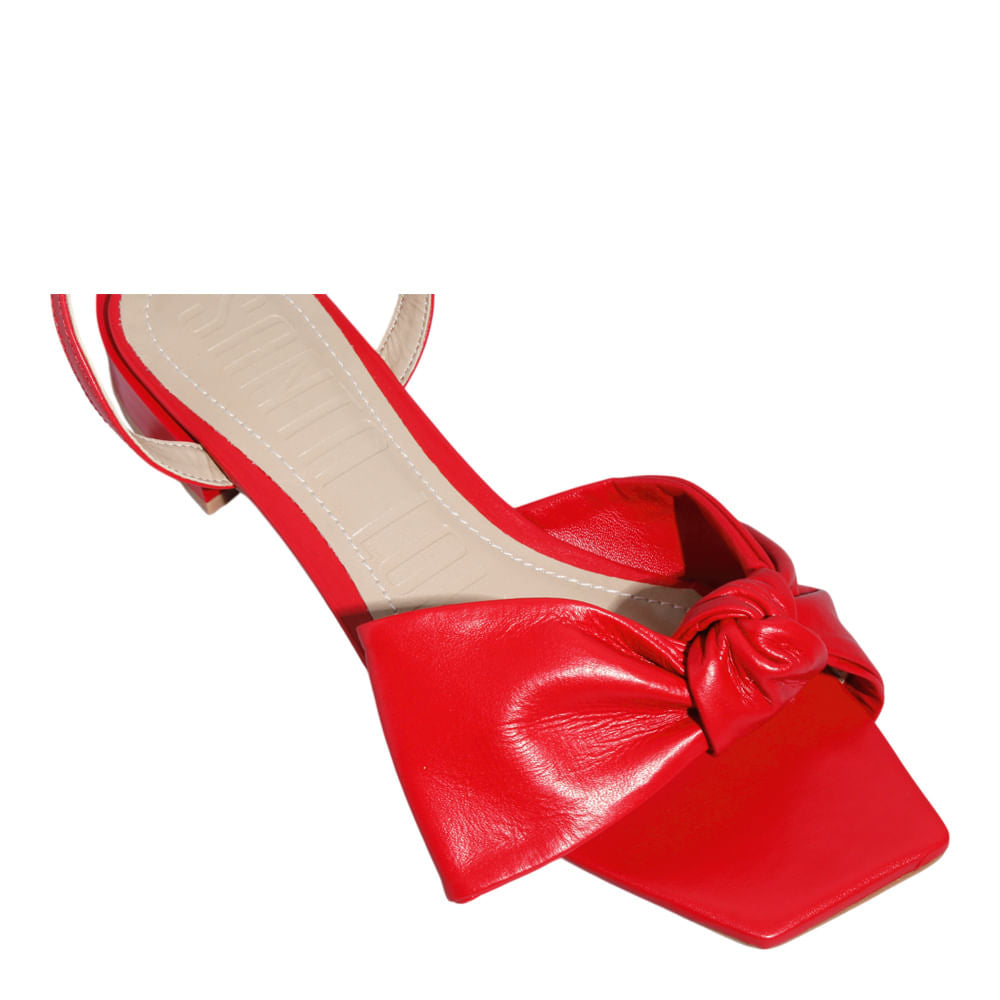 Rasteirinha Santa Lolla Vermelha Laço E Salto Bloco