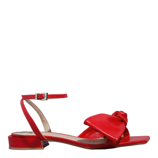 Rasteirinha Santa Lolla Vermelha Laço E Salto Bloco