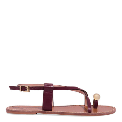 Rasteirinha Santa Lolla Vinho Tiras Finas Fivela