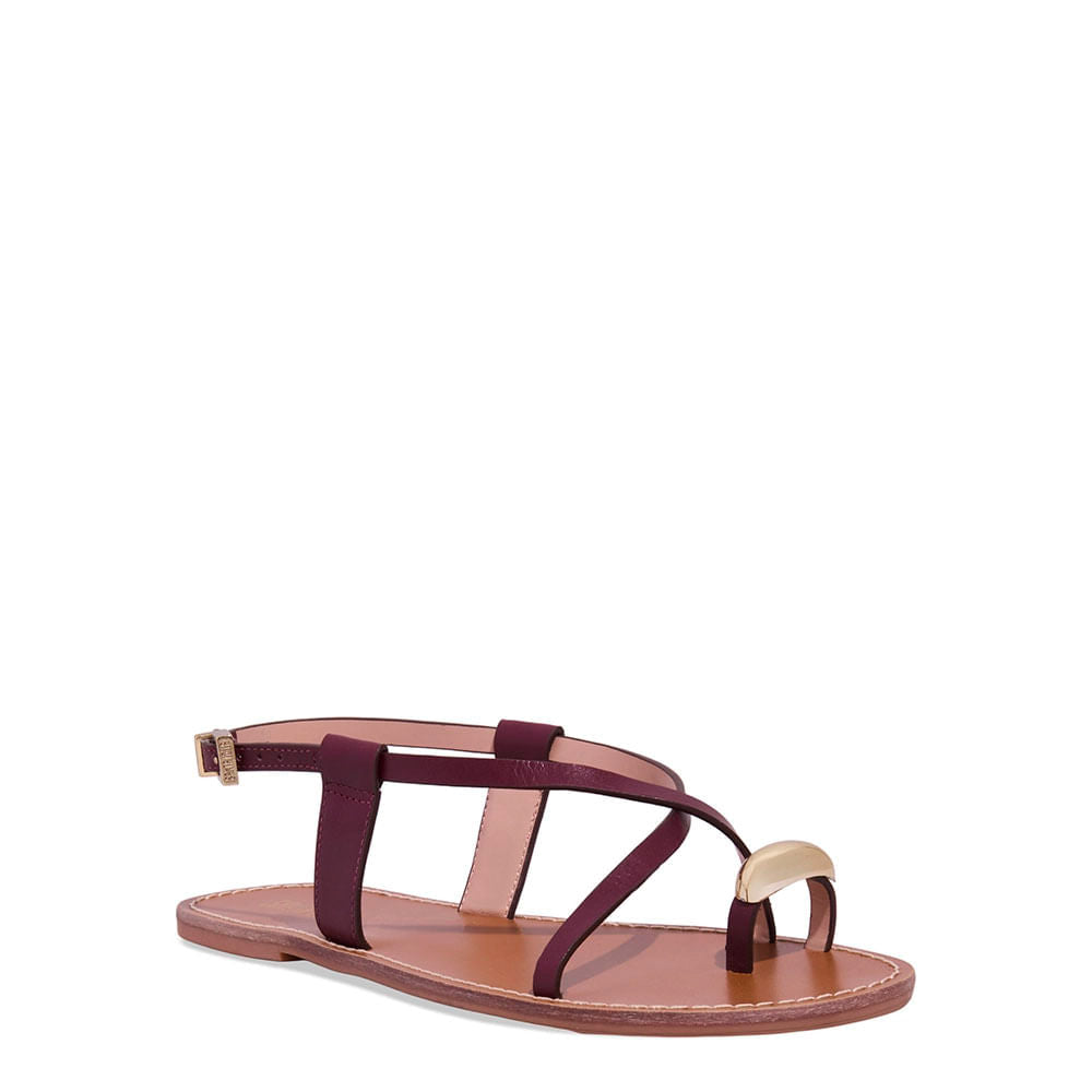Rasteirinha Santa Lolla Vinho Tiras Finas Fivela