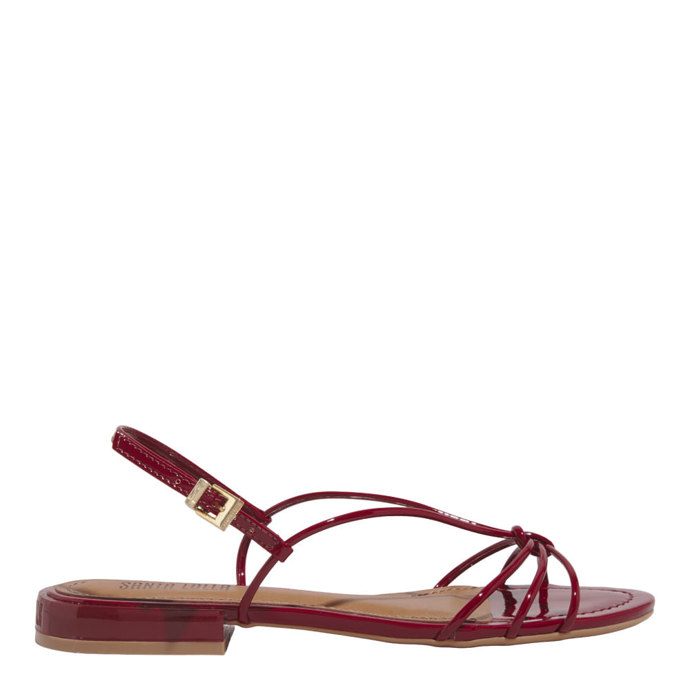 Rasteirinha Santa Lolla Vinho Verniz Nó Frontal