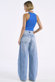 Regata Colcci Azul Canelada Decote Alto