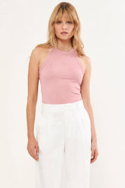 Regata Colcci Rosa Canelada Decote Alto