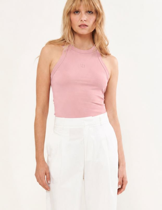 Regata Colcci Rosa Canelada Decote Alto