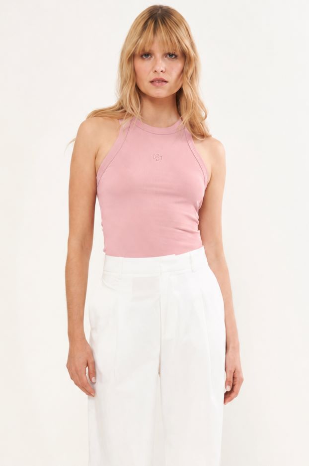 Regata Colcci Rosa Canelada Decote Alto
