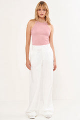 Regata Colcci Rosa Canelada Decote Alto