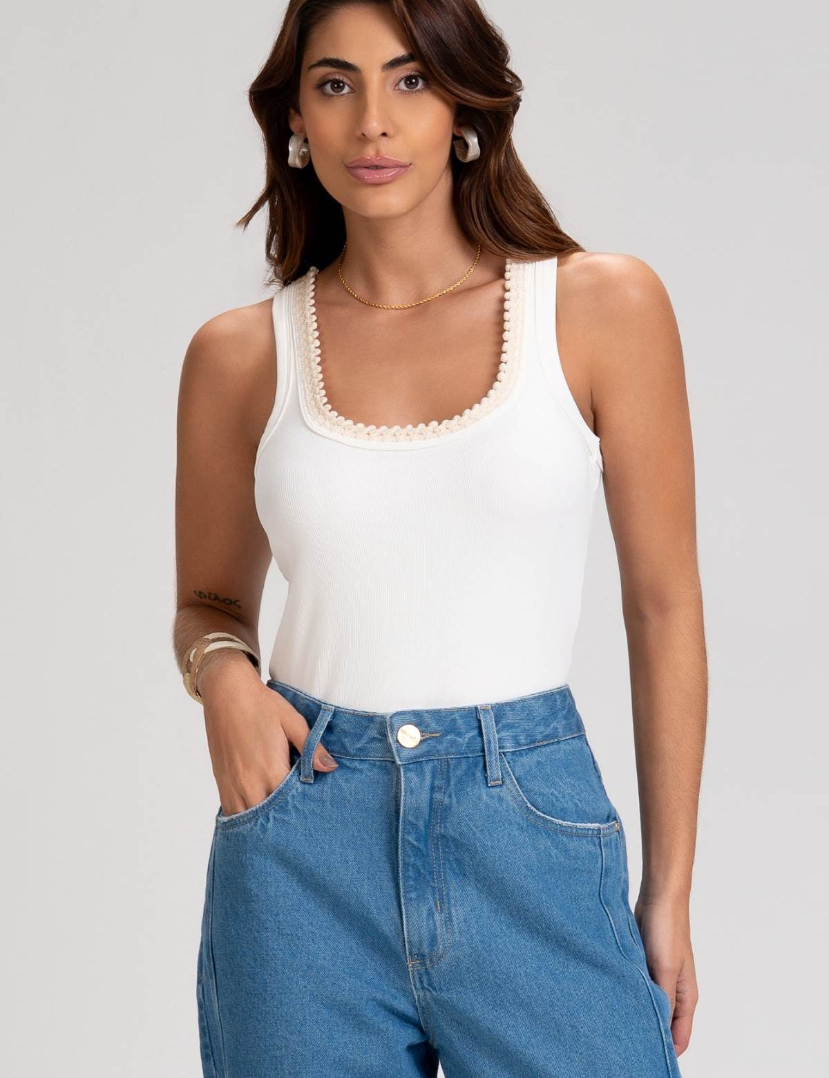 Regata Frysaide Off White Canelada Guipir No Decote