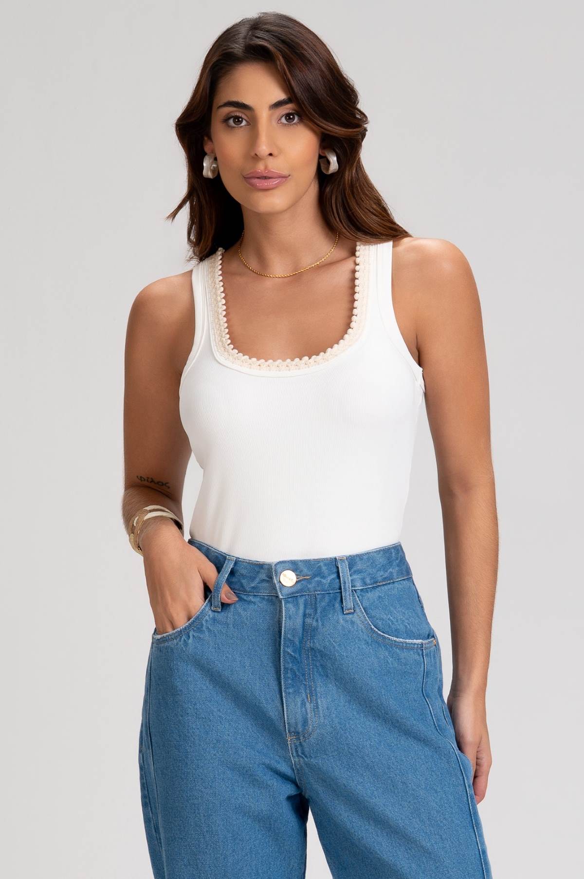 Regata Frysaide Off White Canelada Guipir No Decote