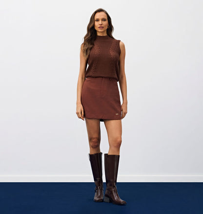 Saia Marrom Barra Curvada Meia Loka