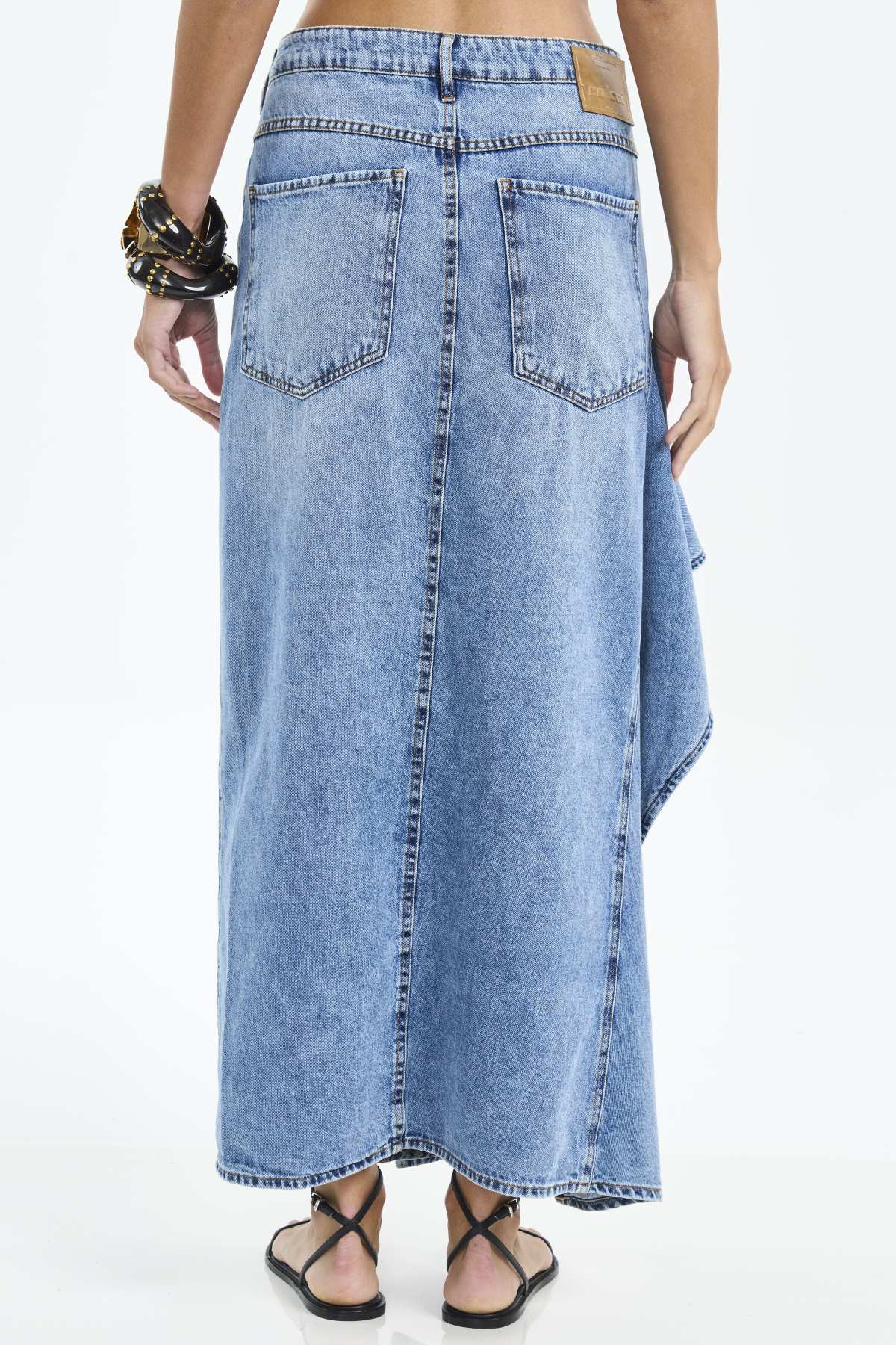 Saia Jeans Colcci Azul Assimétrica Longa