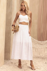 Saia Midi Frysaide Off White Laise Evasê