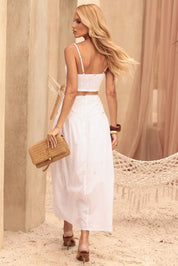 Saia Midi Frysaide Off White Laise Evasê