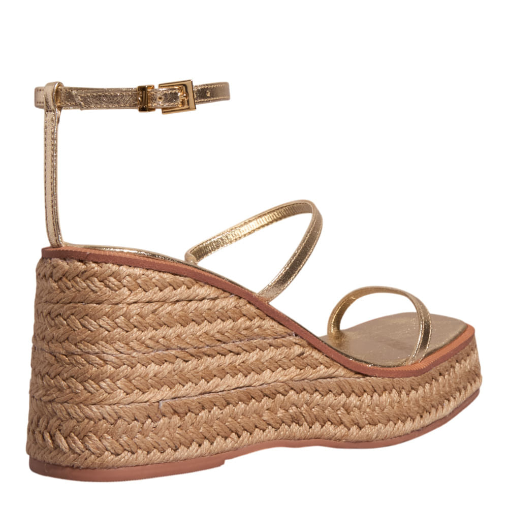 Sandália Anabela Santa Lolla Dourada Metalizada