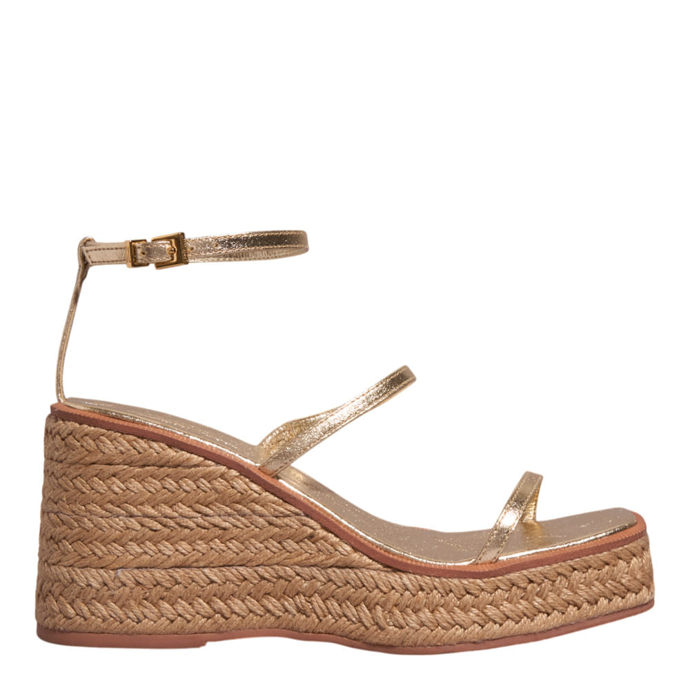 Sandália Anabela Santa Lolla Dourada Metalizada