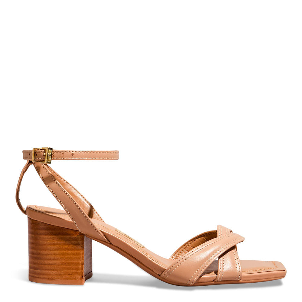 Sandália Bege Santa Lolla Salto Grosso 