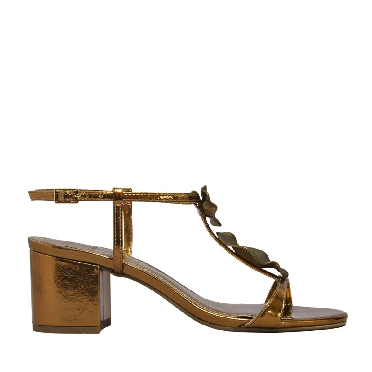 Sandália Degalls Bronze Metalizado Salto Bloco