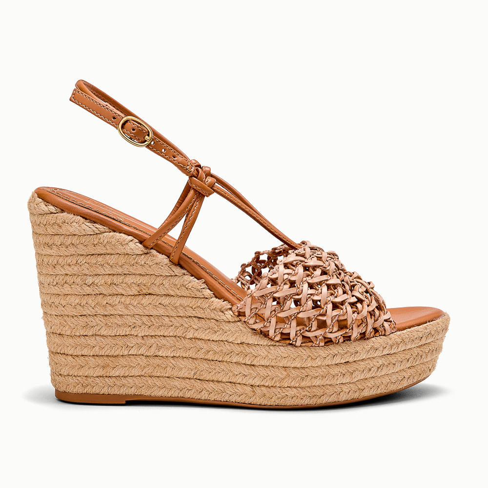 Sandália Degalls Caramelo Espadrille Anabela Tramada