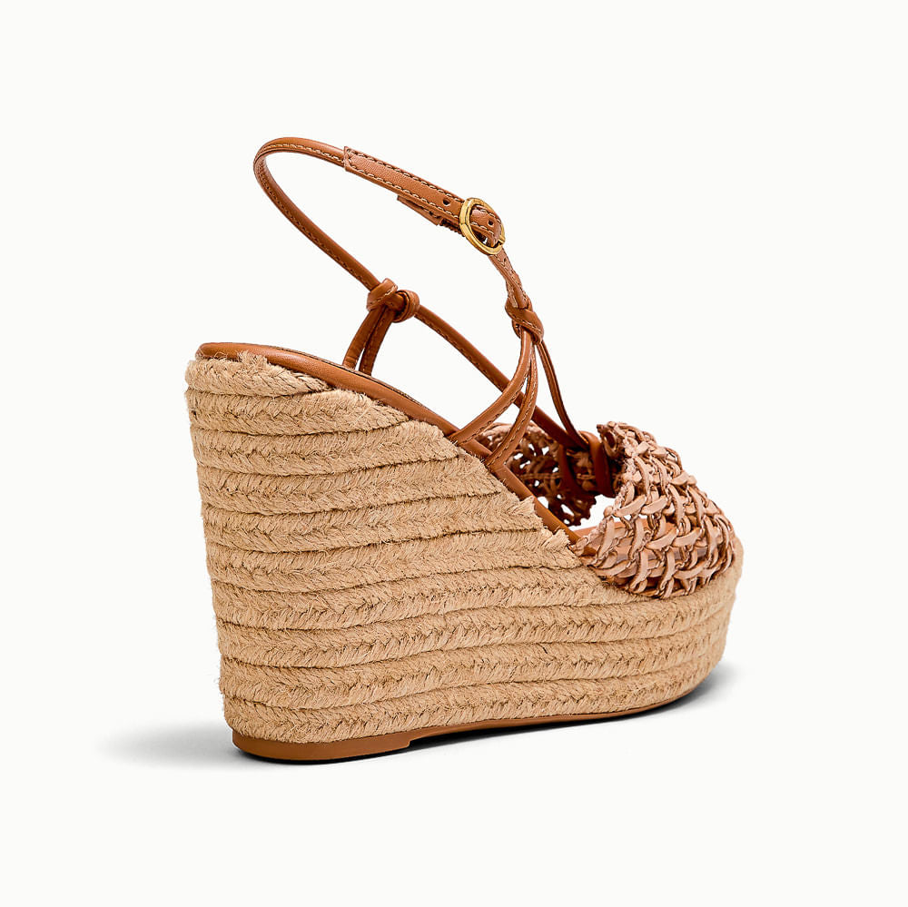 Sandália Degalls Caramelo Espadrille Anabela Tramada