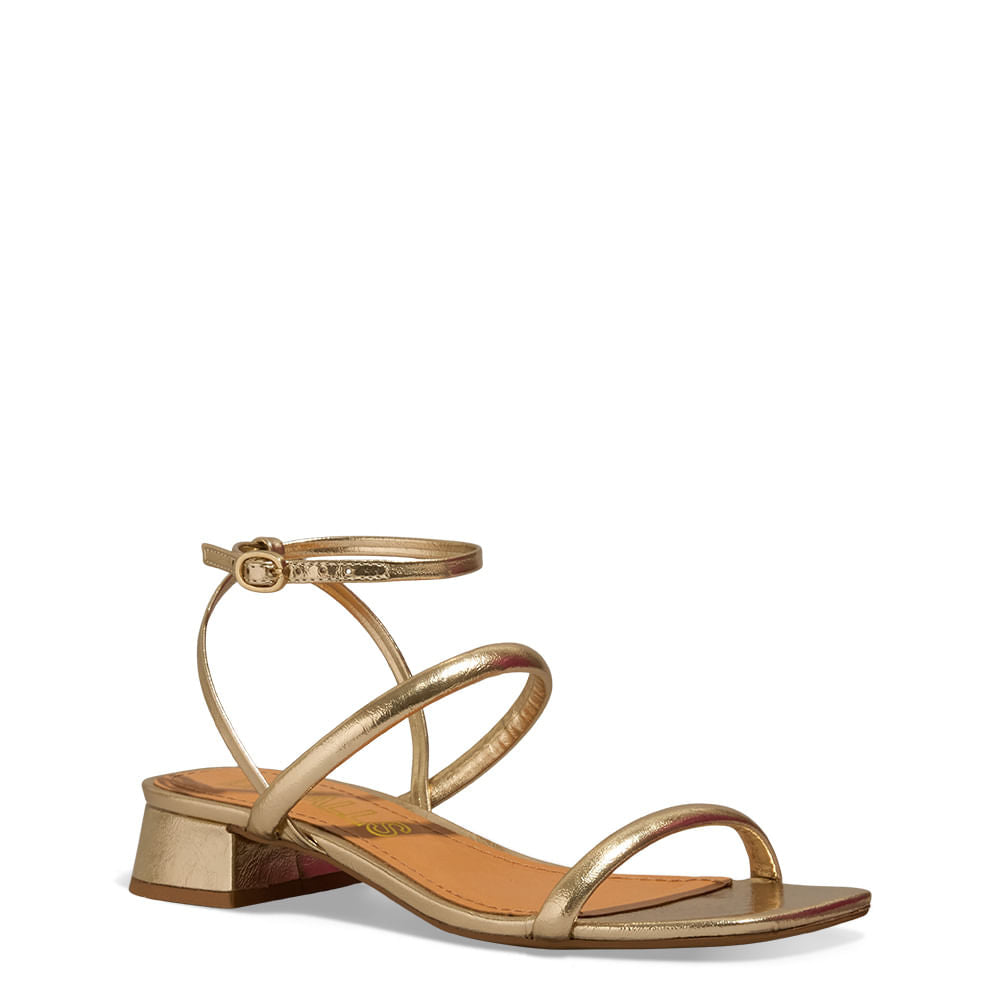 Sandália Degalls Dourada Metalizada Salto Baixo