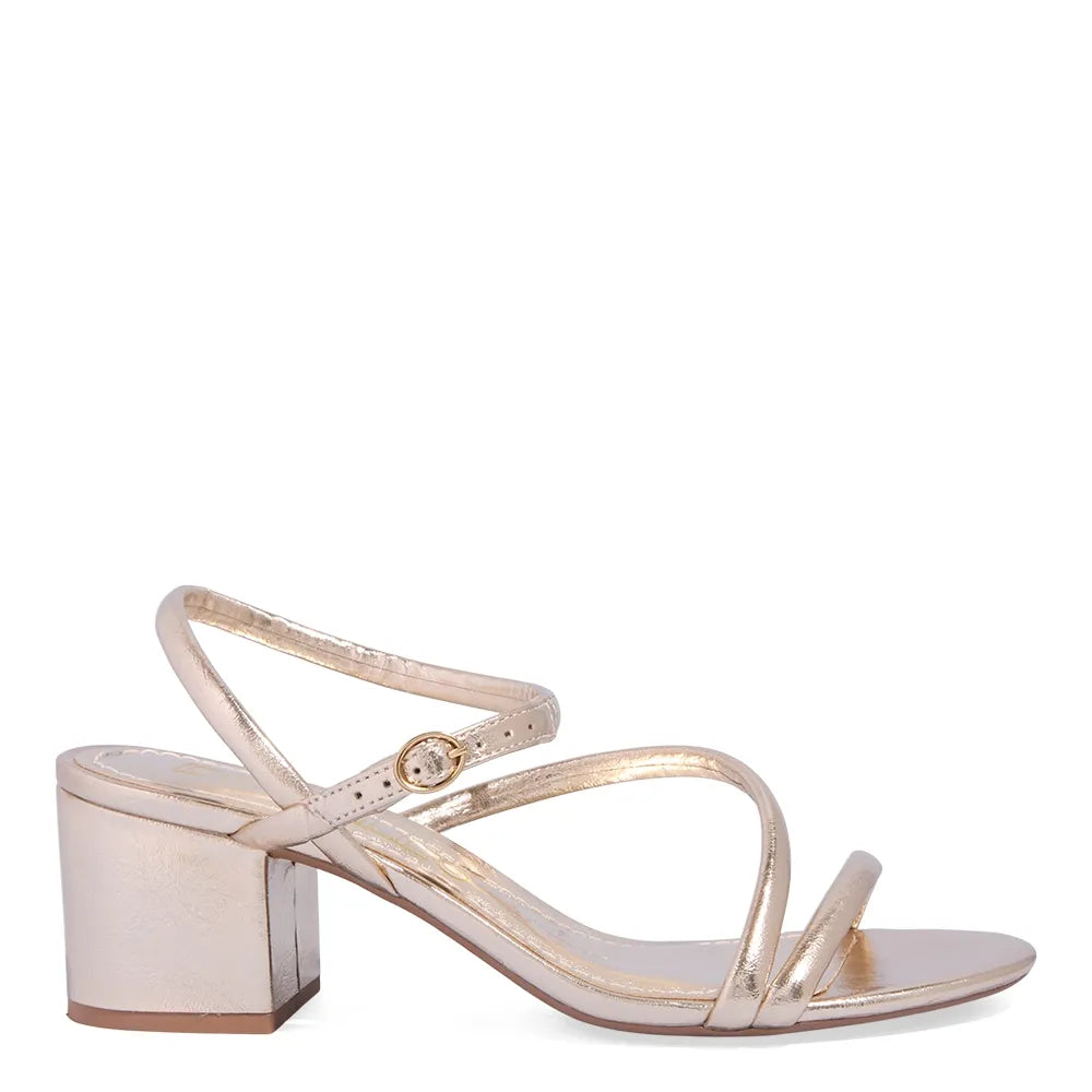 Sandália Degalls Dourada Metalizada Salto Bloco