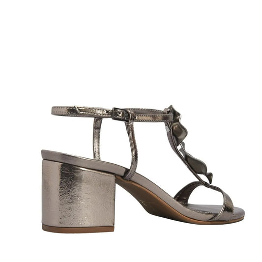Sandália Degalls Grafite Metalizada Salto Bloco