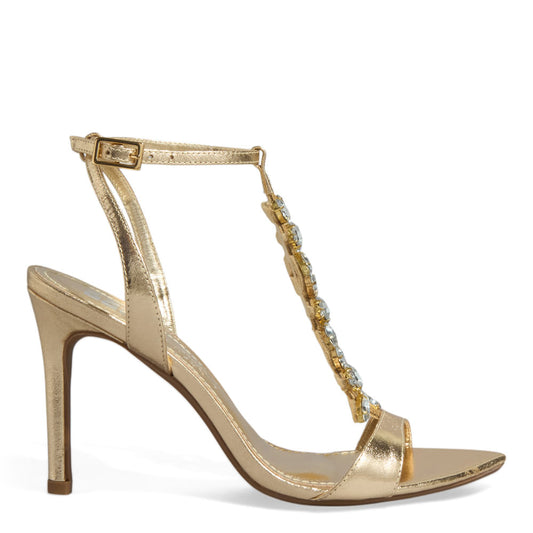 Sandália Degalls Pedraria Dourada Salto Alto