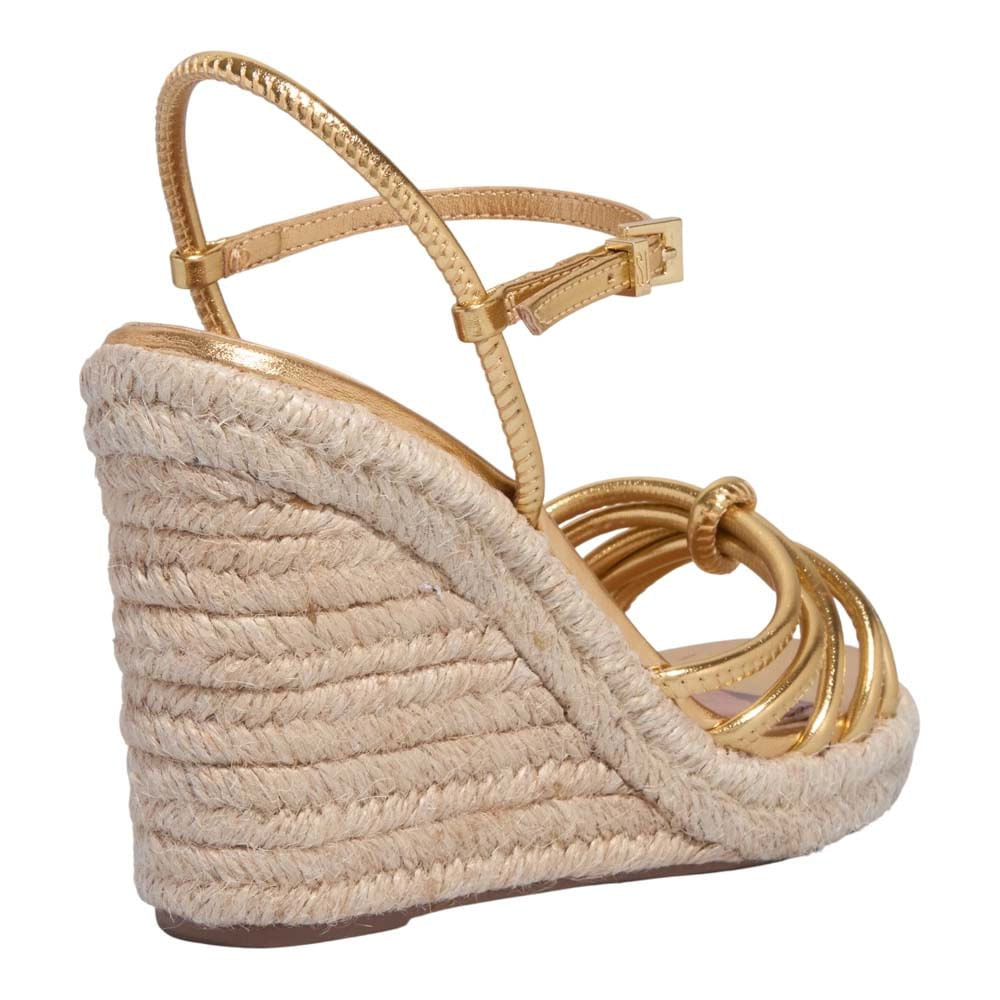 Sandália Espadrille Santa Lolla Dourada Salto Anabela