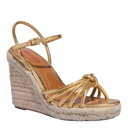 Sandália Espadrille Santa Lolla Dourada Salto Anabela