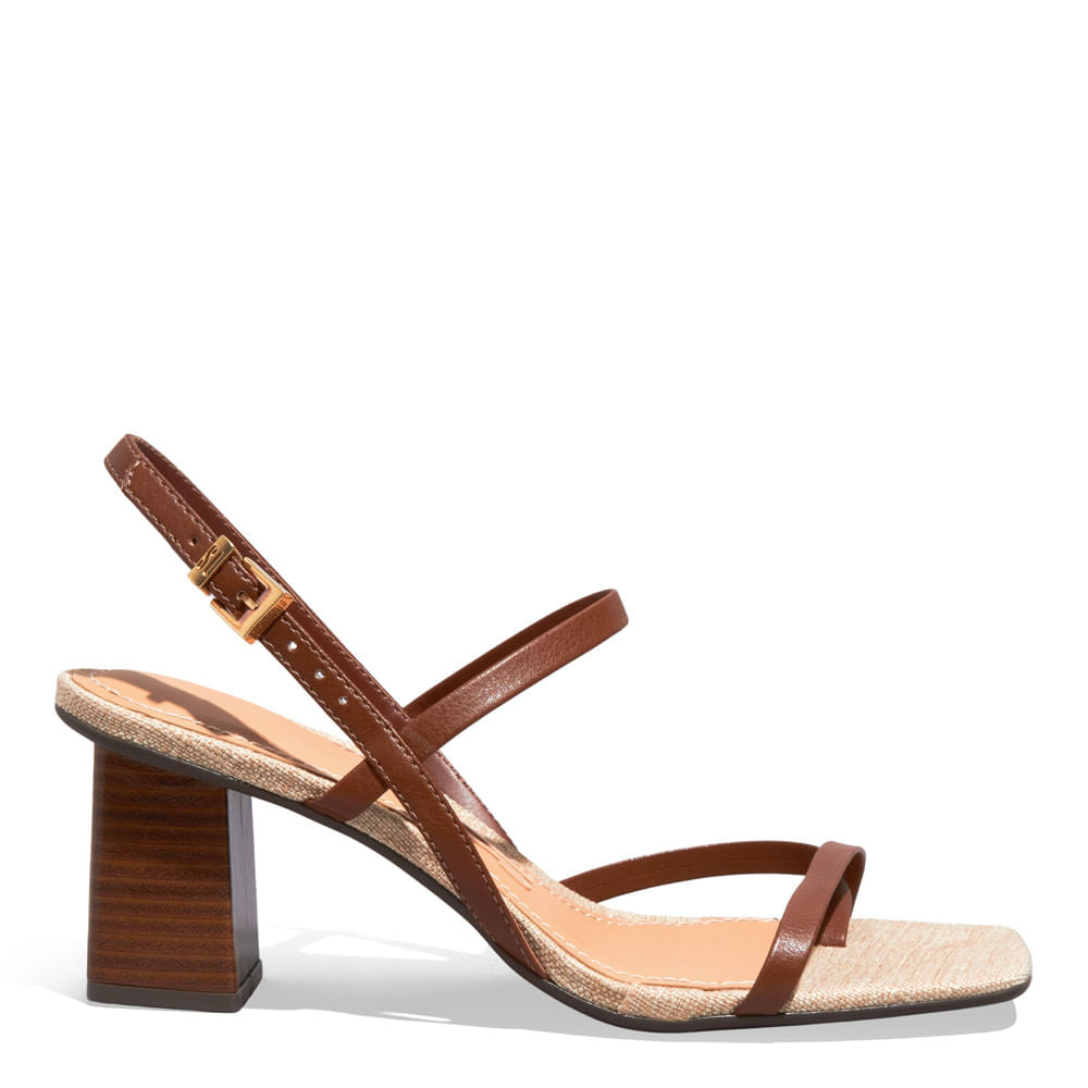 Sandália Marrom Santa Lolla Salto Bloco Bico Quadrado 