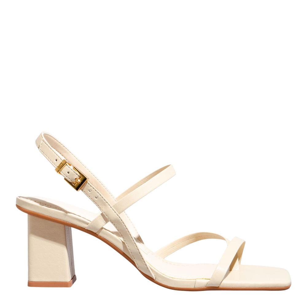 Sandália Off White Santa Lolla Bico Quadrado 