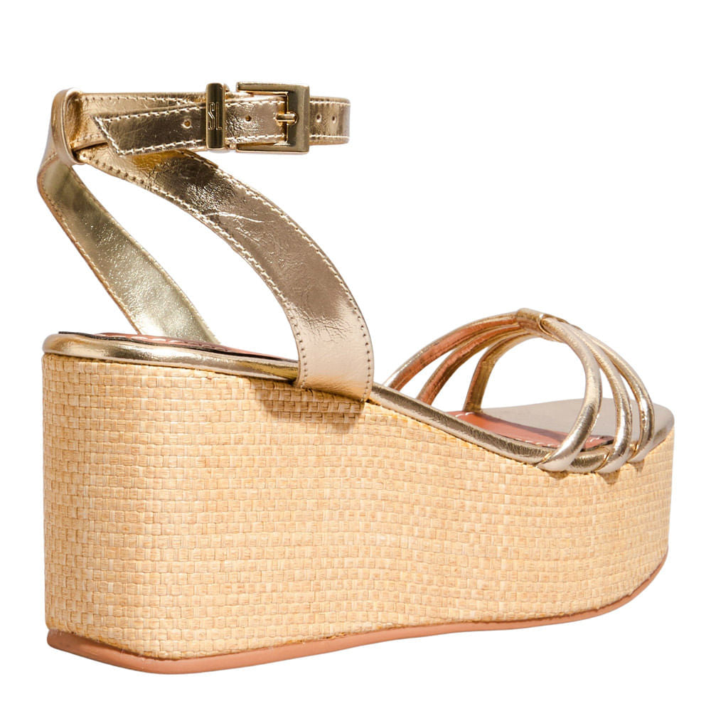 Sandália Plataforma Dourada Santa Lolla Espadrille