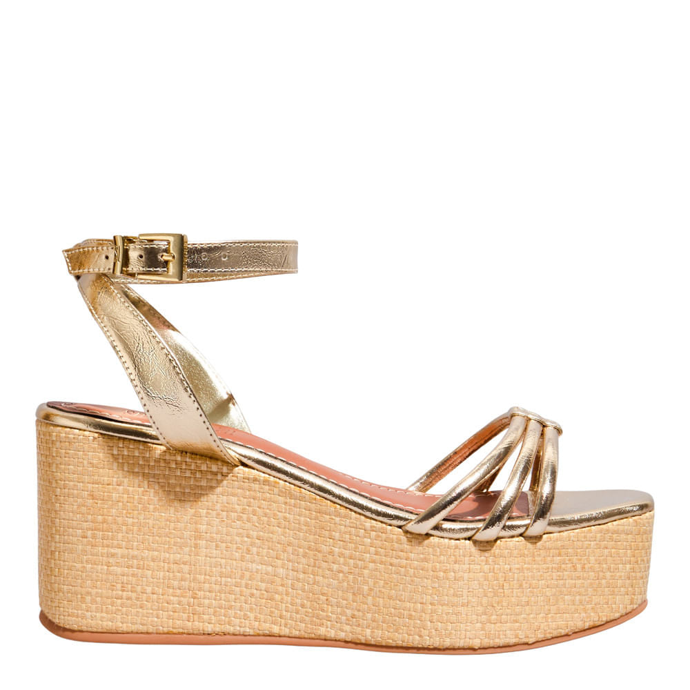Sandália Plataforma Dourada Santa Lolla Espadrille