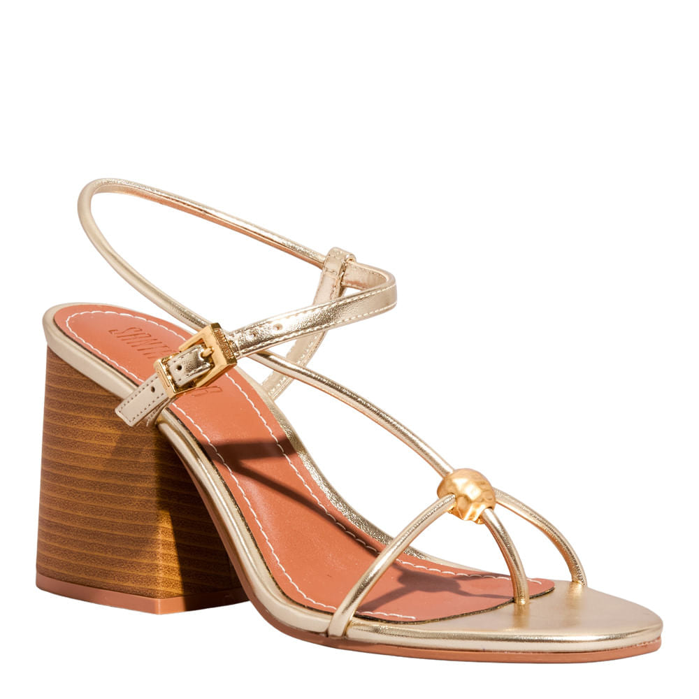 Sandália Plataforma Dourada Santa Lolla Salto Grosso