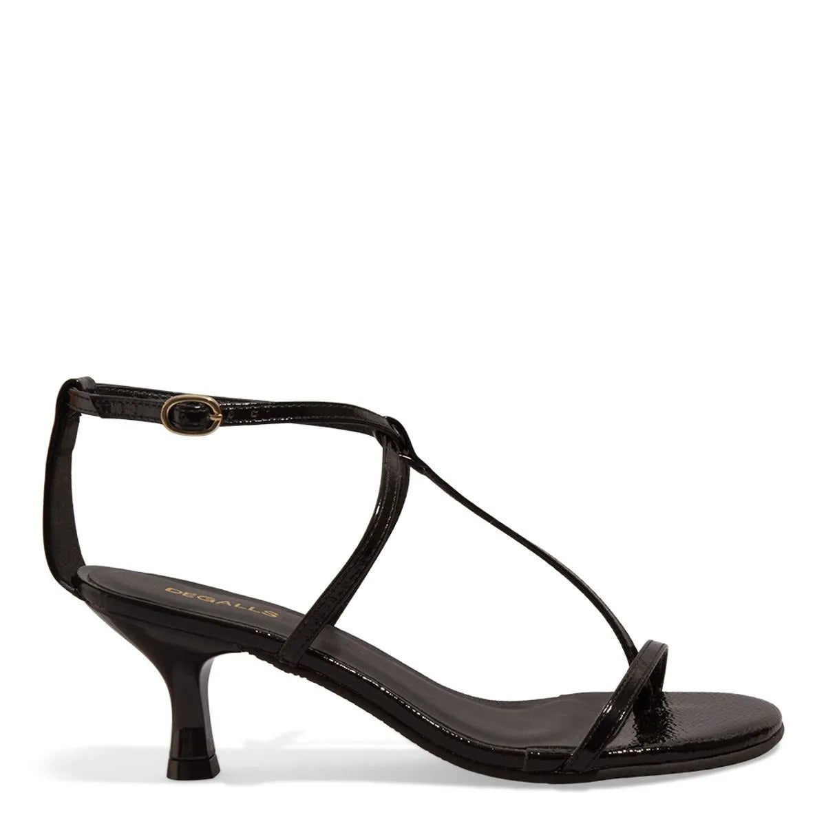 Sandália Preta Verniz Degalls