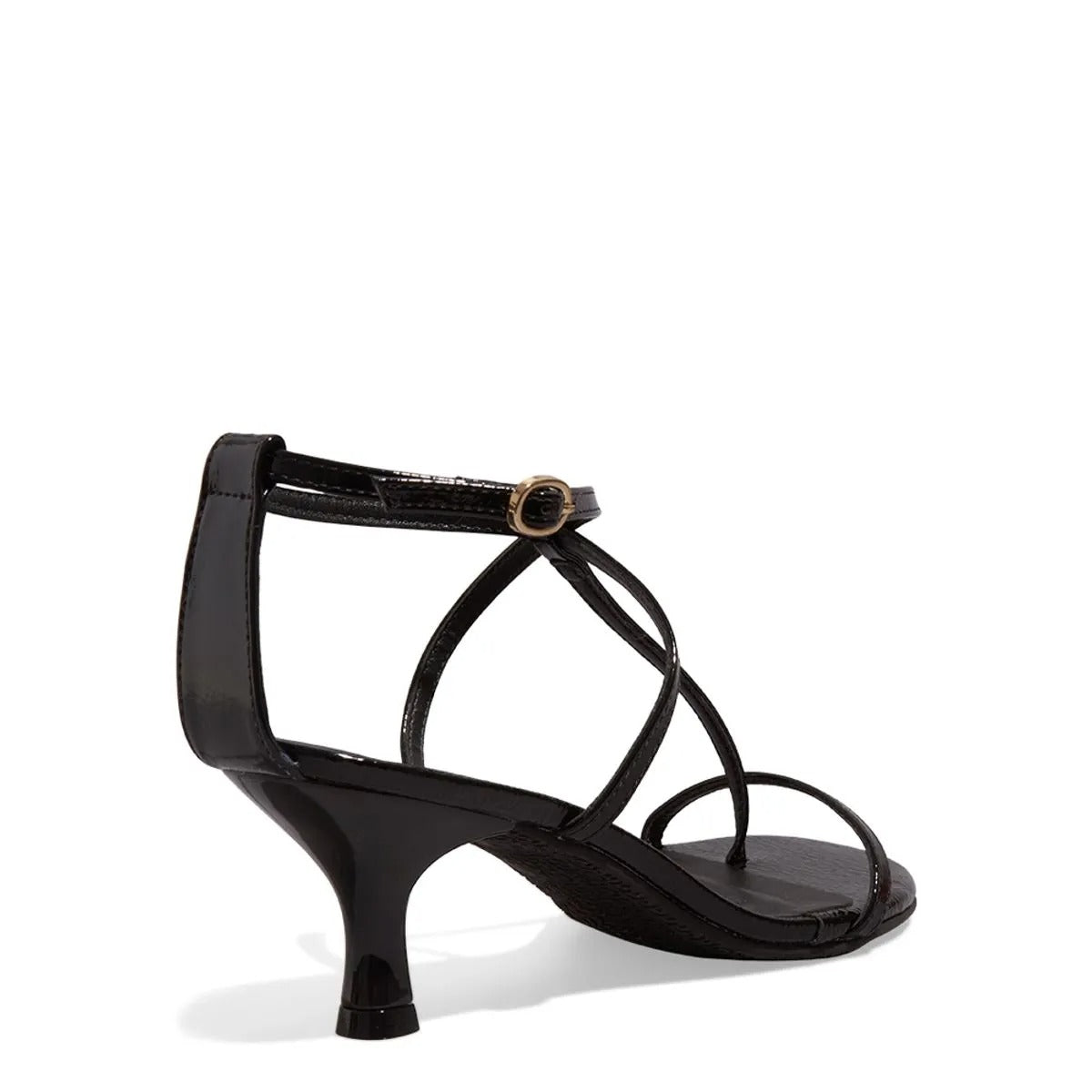 Sandália Preta Verniz Degalls