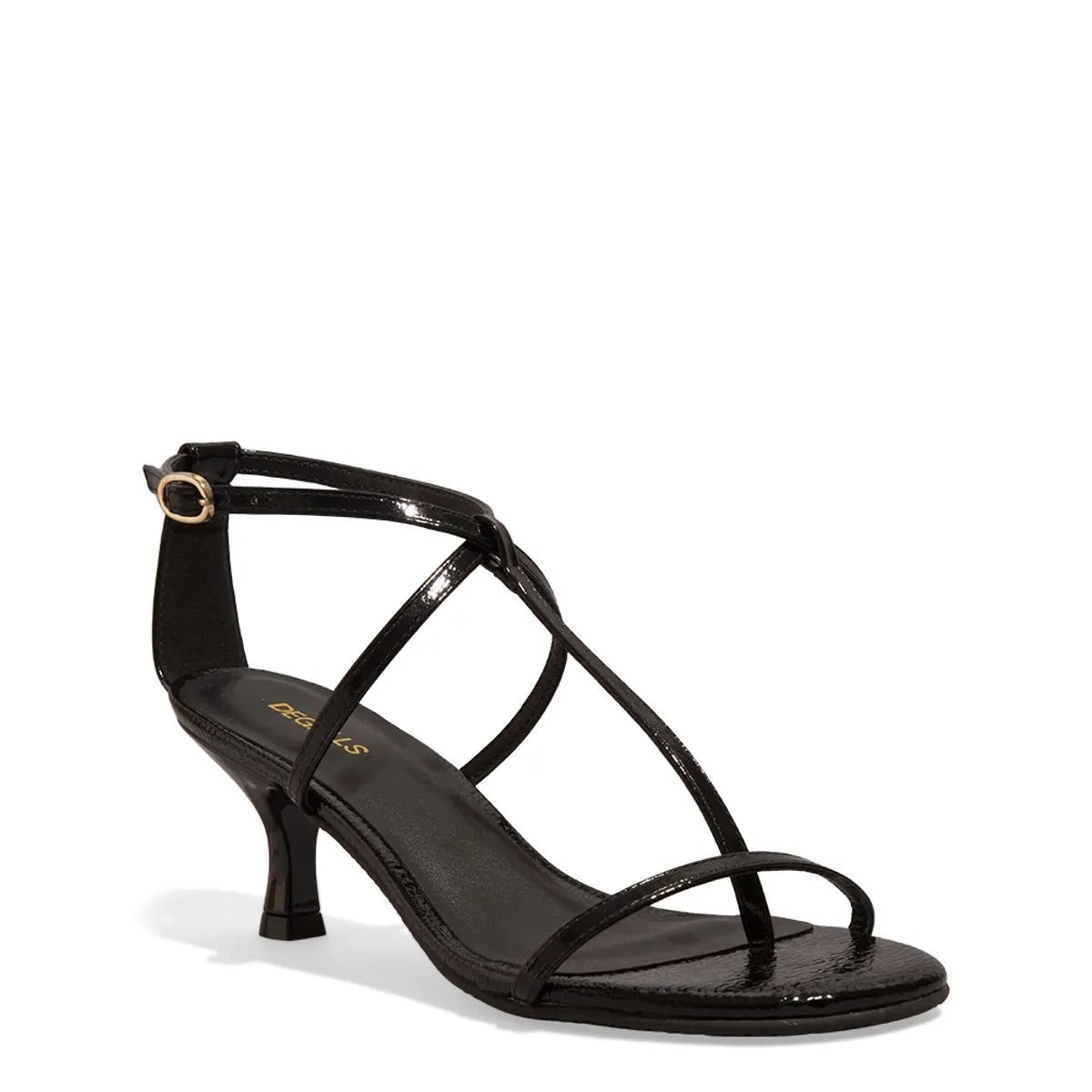 Sandália Preta Verniz Degalls