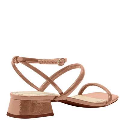 Sandália Rosa Salto Bloco Baixo Degalls