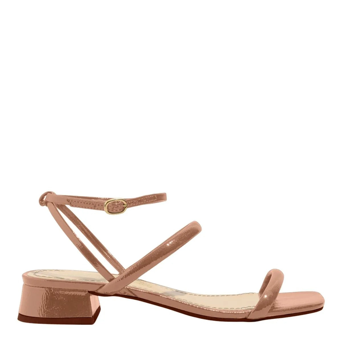 Sandália Rosa Salto Bloco Baixo Degalls