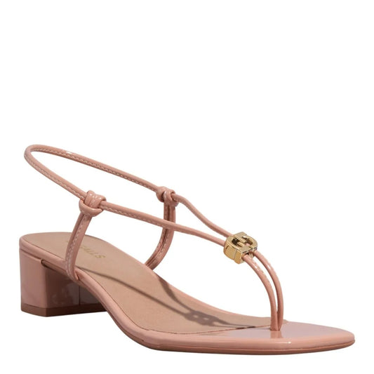 Sandália Salto Bloco Nude Verniz Degalls