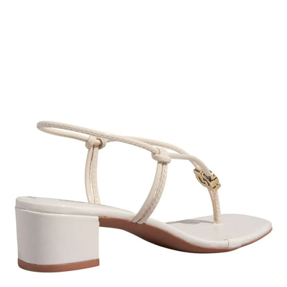 Sandália Salto Bloco Off White Verniz Degalls