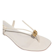 Sandália Salto Bloco Off White Verniz Degalls