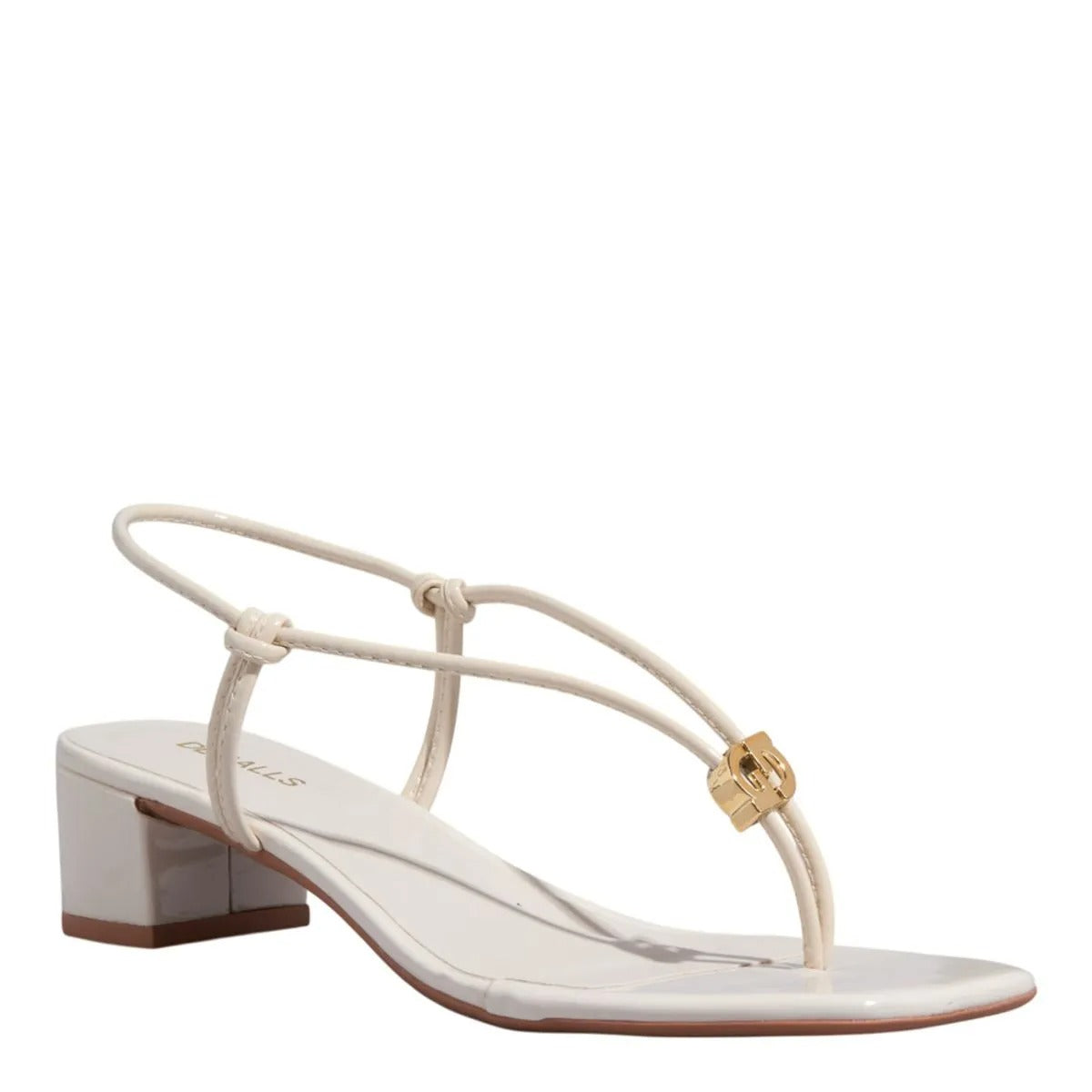 Sandália Salto Bloco Off White Verniz Degalls