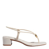 Sandália Salto Bloco Off White Verniz Degalls