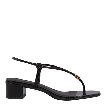 Sandália Salto Bloco Preta Verniz Degalls