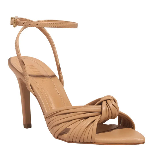 Sandália Santa Lolla Bege Bico Quadrado Tiras Nó Salto Fino