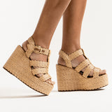 Sandália Santa Lolla Bege Espadrille Plataforma